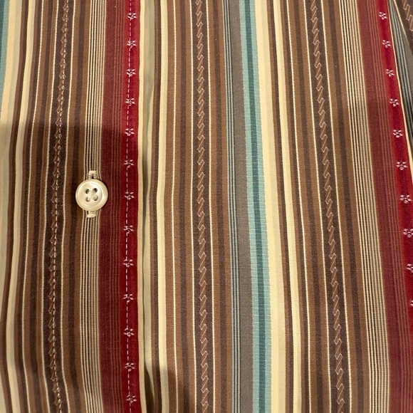 Faconnable Button Up Men’s Shirt. Vertical Striped Multicolor. Size Large - Picture 3 of 4